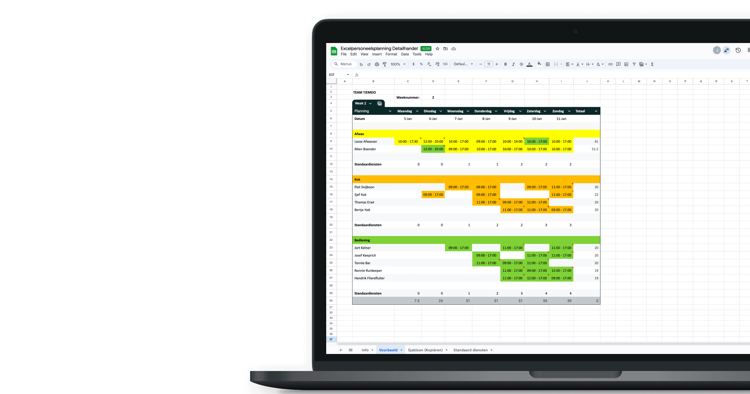 Scheduling staff in Excel for retail